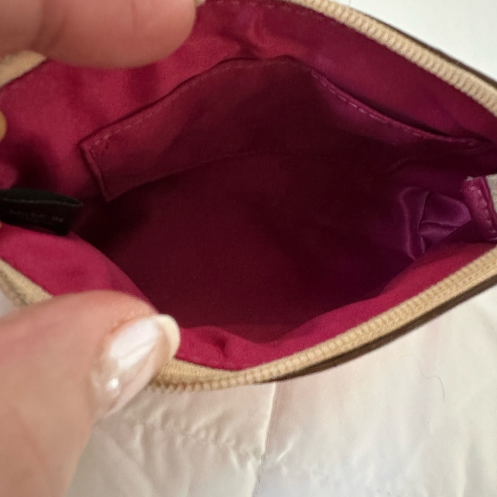 Coach Pink and Tan Signature Wristlet - Picture 6 of 9